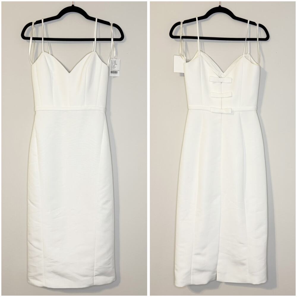 Amsale BHLDN Bridal Faille Galande Bow Midi Dress LW139 - Picture 4 of 8